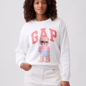 Gap Logo Sweatshirt-White Pink Bear