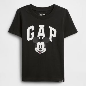 babyGap × Disney Mickey Mouse Logo T-Shirt-Disney Family Black Moonless Night