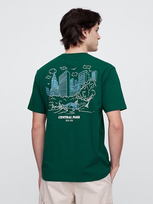 Everyday Soft Relaxed Gap NYC Graphic T-Shirt-Rain Forest - Image 3