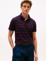 Regular Fit Stripe Wicking Polo-Navy Stripe