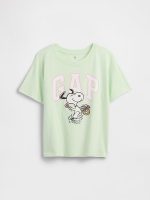GapKids Peanuts Oversized Logo T-Shirt-Snoopy Light Green