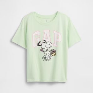 GapKids Peanuts Oversized Logo T-Shirt-Snoopy Light Green