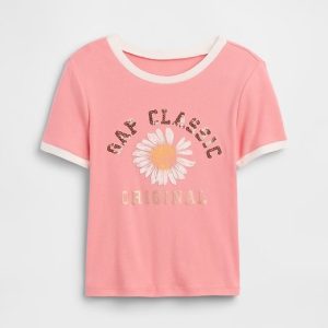 Kids Ringer Graphic T-Shirt-Bright Guava Pink