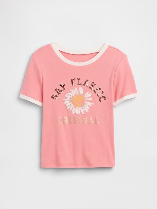 Kids Ringer Graphic T-Shirt-Bright Guava Pink