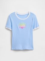 Kids Ringer Graphic T-Shirt-Cerulean Blue