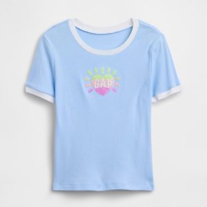 Kids Ringer Graphic T-Shirt-Cerulean Blue