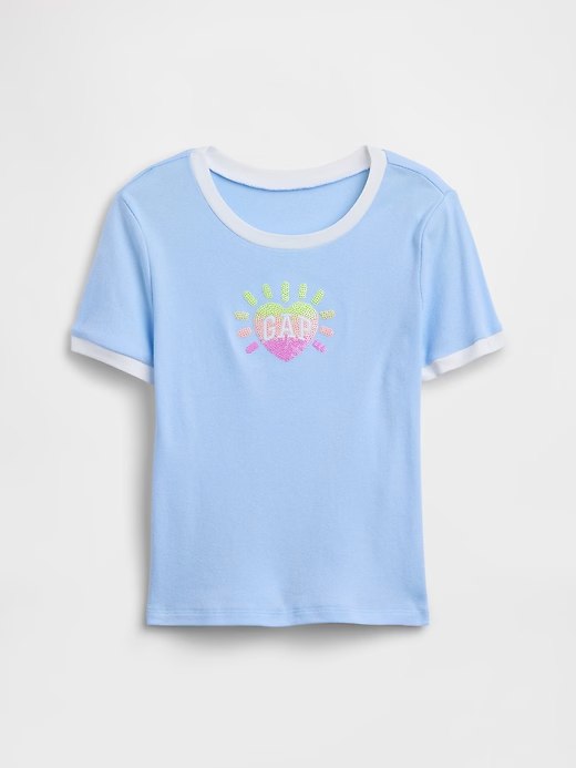Kids Ringer Graphic T-Shirt-Cerulean Blue