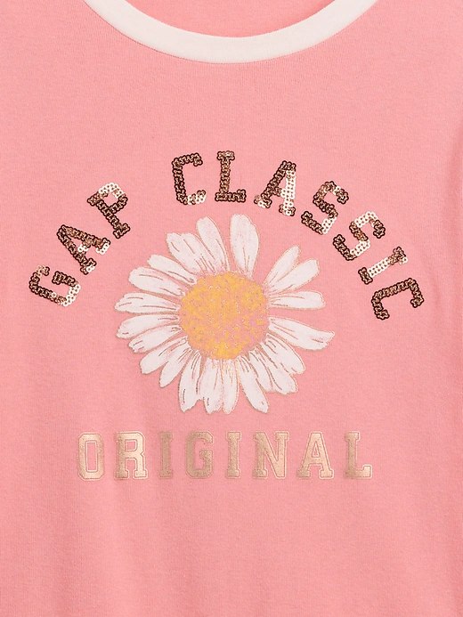 Kids Ringer Graphic T-Shirt-Bright Guava Pink - Image 2