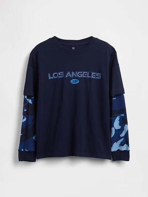 Kids 2-in-1 Graphic Logo T-Shirt-Navy Uniform