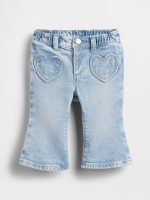 Baby Heart Pocket Flare Jeans-Medium Wash