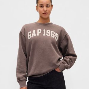 VintageSoft Gap Logo Tunic Sweatshirt-Plymouth Rock Brown Wash