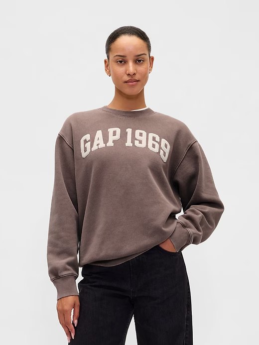 VintageSoft Gap Logo Tunic Sweatshirt-Plymouth Rock Brown Wash
