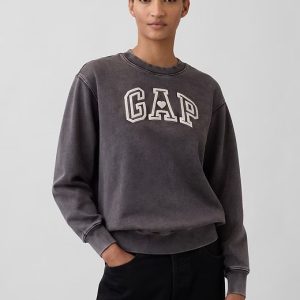 VintageSoft Gap Logo Tunic Sweatshirt-Black Wash