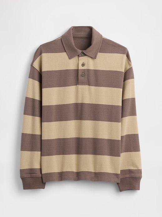 Kids Relaxed Jersey Polo Shirt-Khaki Stripe
