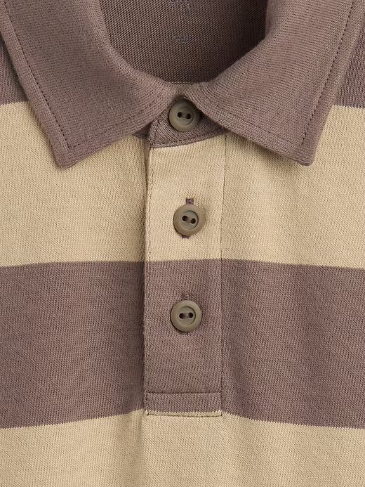Kids Relaxed Jersey Polo Shirt-Khaki Stripe - Image 2