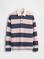 Kids Relaxed Jersey Polo Shirt-Blue Pink Stripe