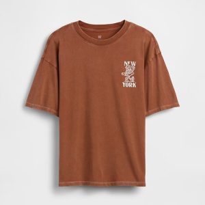 Kids Relaxed Graphic T-Shirt-Saddle
