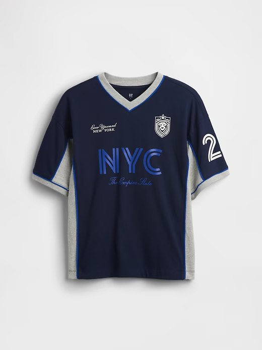 Kids Oversized Jersey T-Shirt-Navy Uniform