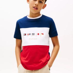 Kids' Multiflag Logo Colorblock T-Shirt-Carbon Navy