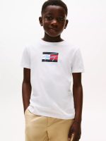 Kids' Script Flag Logo T-Shirt-White