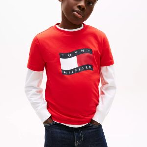 Kids' Wavy Flag T-Shirt-Rapid Red