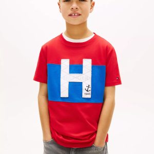 Kids' Nautical H Logo Colorblock T-Shirt-Primary Red
