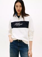 Brushed-Back Quarter-Zip Sweatshirt-Ivory Silk
