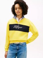 Brushed-Back Quarter-Zip Sweatshirt-Marigold Yellow