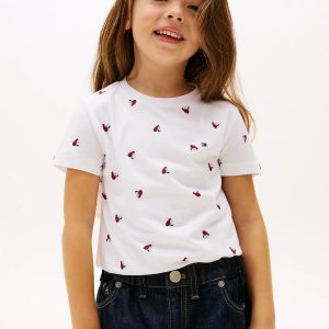 Kids' Allover Heart Flag T-Shirt-White