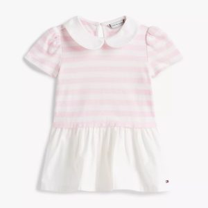 Babies' Stripe Mixed Media Dress-Ballerina
