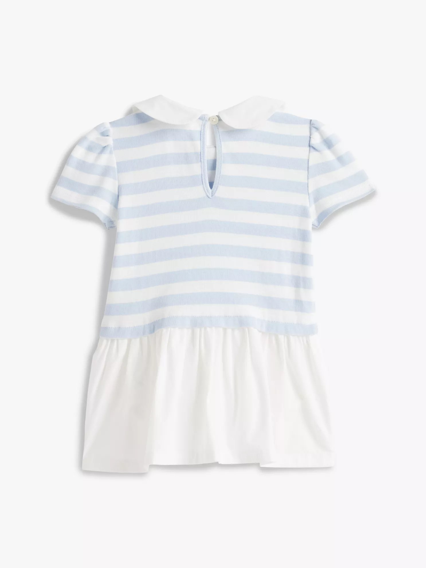 Babies' Stripe Mixed Media Dress-Breezy Blue - Image 2