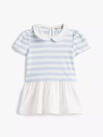 Babies' Stripe Mixed Media Dress-Breezy Blue