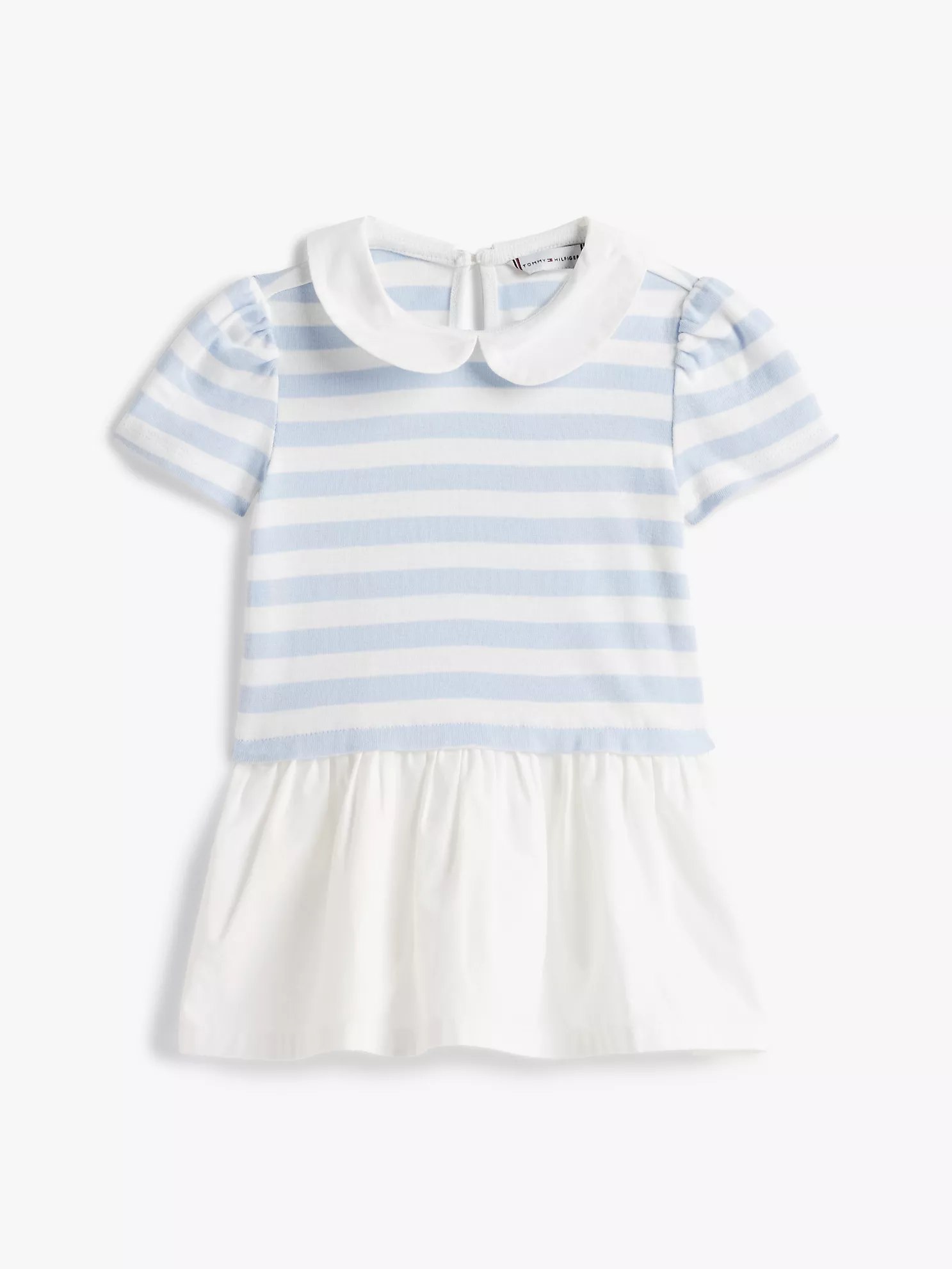 Babies' Stripe Mixed Media Dress-Breezy Blue