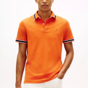 Regular Fit Tipped Wicking Polo-Brilliant Orange