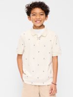 Printed Short-Sleeve Pique Polo Shirt for Boys-Navy Anchor