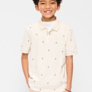 Printed Short-Sleeve Pique Polo Shirt for Boys-Navy Anchor