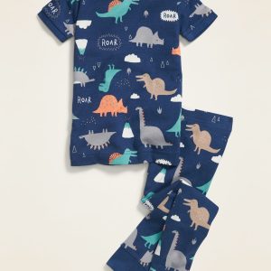 Unisex Snug-Fit Printed Pajama Set for Toddler & Baby-Dinosaurs