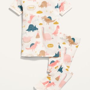 Unisex Dino-Print Pajama Set for Toddler & Baby-Dinosaurs