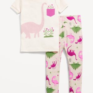 Unisex Snug-Fit Printed Pajama Set for Toddler & Baby-Dinosaur