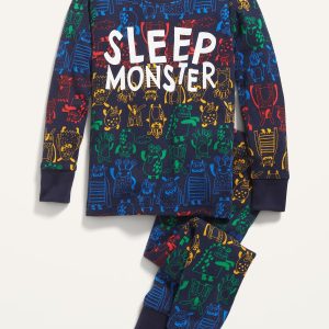 Unisex Snug-Fit Graphic Pajama Set for Toddler & Baby-Sleep Monster