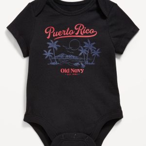 Short-Sleeve Graphic Bodysuit for Baby-Light Black Heather