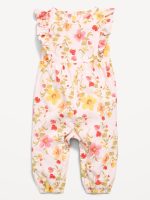 Printed Sleeveless Ruffle-Trim One-Piece for Baby-Pink Floral