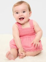Printed Ruffled Smocked Romper for Baby-Gladiola