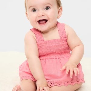 Printed Ruffled Smocked Romper for Baby-Gladiola