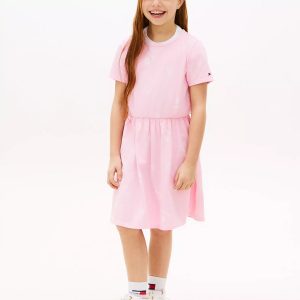 Kids' Spring Graphic T-Shirt Dress-Classic Pink