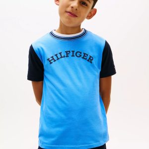 Kids' Monotype Logo Colorblock T-Shirt-Blue Spell