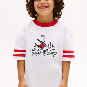 Kids' Wavy Flag Easy Graphic T-Shirt-White