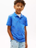 Kids' Allover Flag Print Polo-Empire Blue