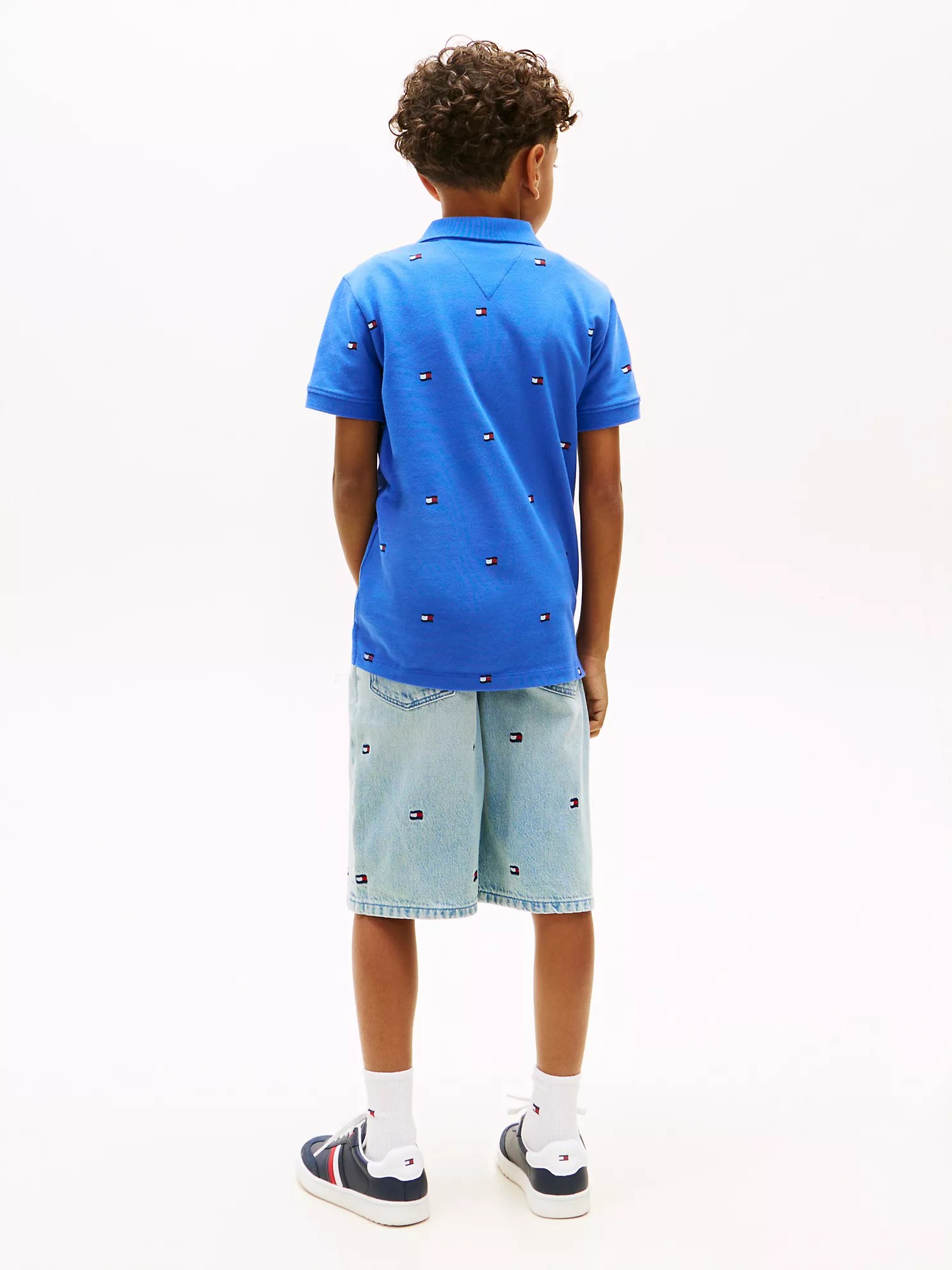 Kids' Allover Flag Print Polo-Empire Blue - Image 4