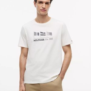 Hilfiger Multi-Flag Logo T-Shirt-Ivory Petal